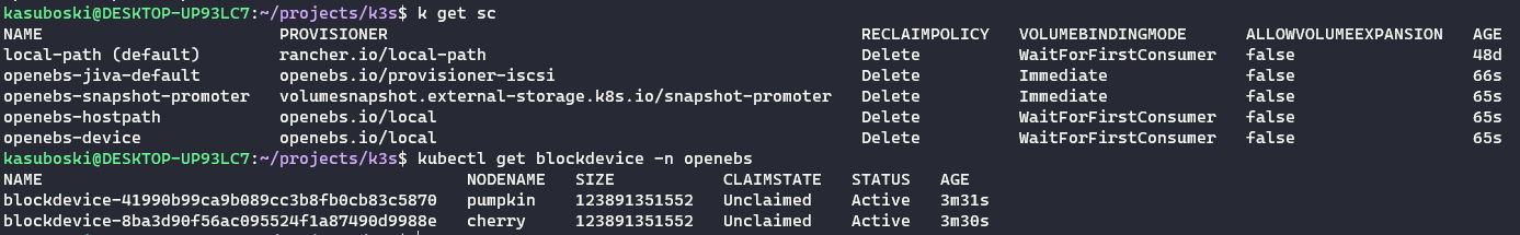Block devices detected