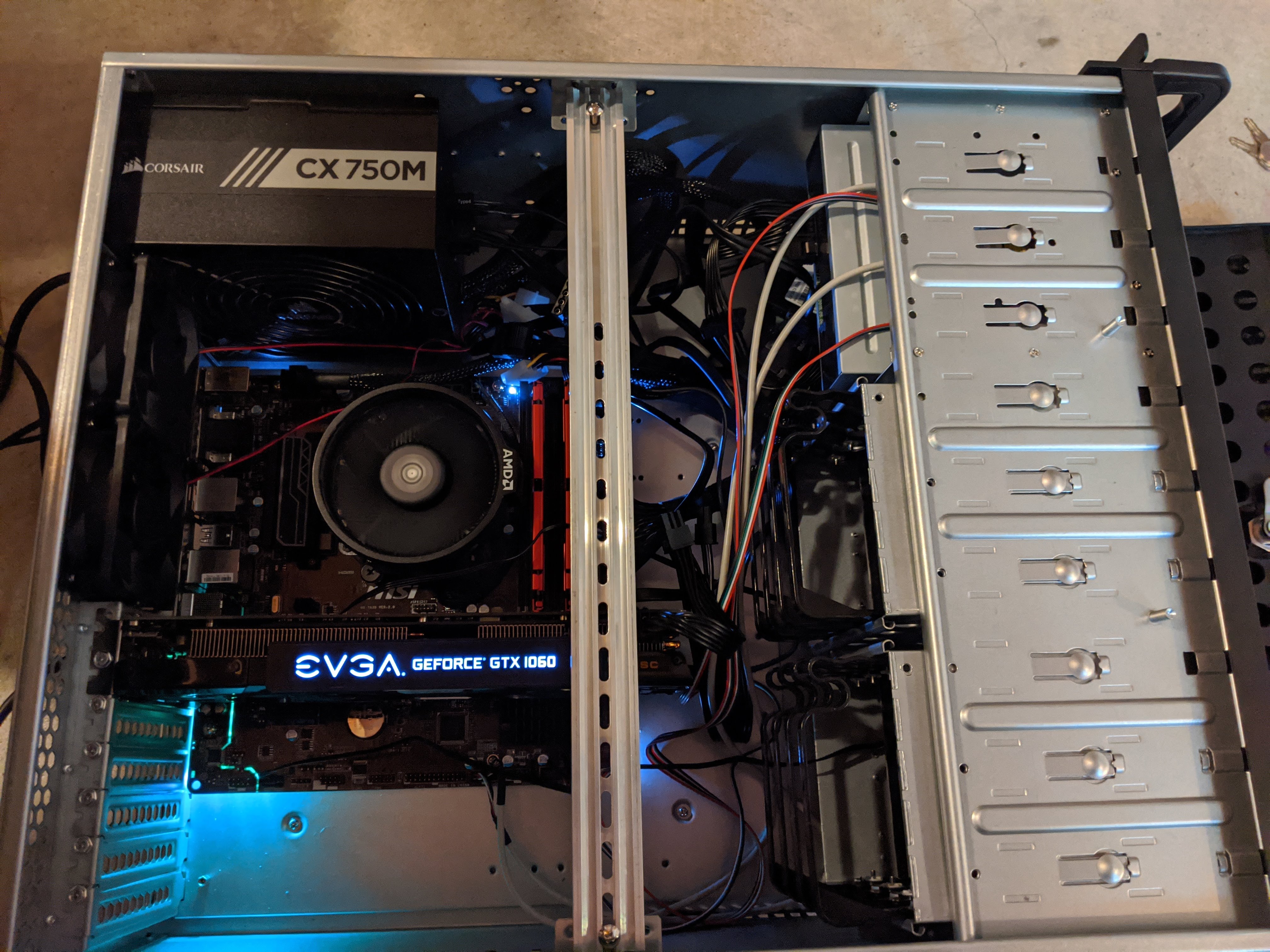 PC installed in server case